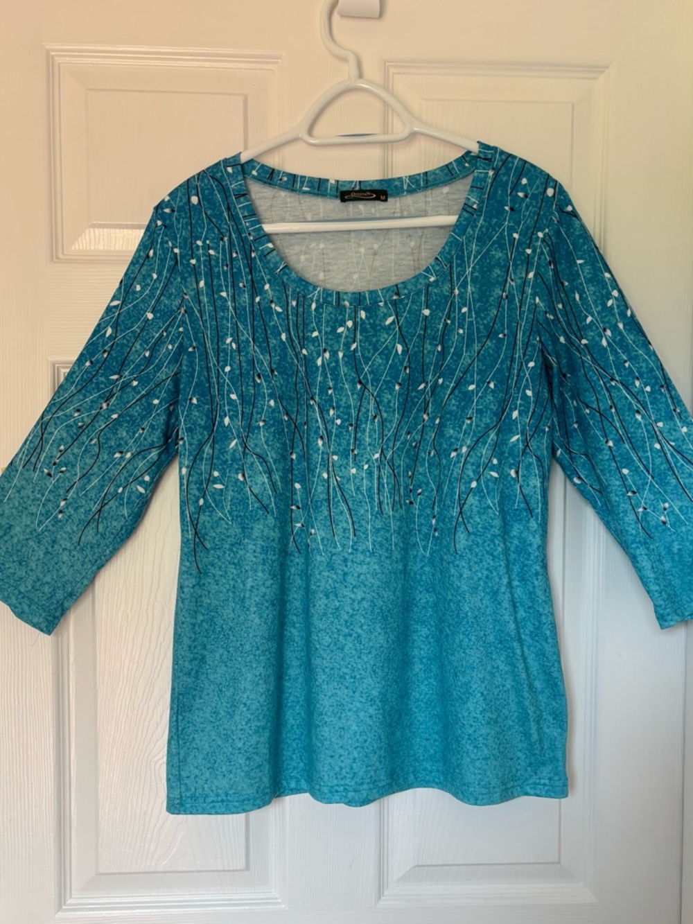 Stunning Scoop Neck Long Sleeve Top in Teal Blue
